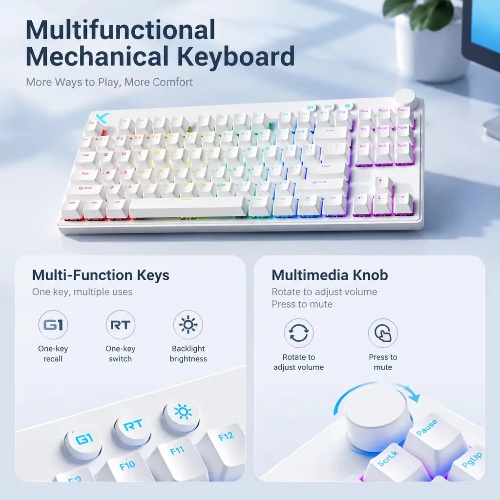 Mchose Mix87 Hall Magnetic Gaming Keyboard,87keys Wired E-Sports Mechanical Keyboard, Rgb & Rapid Trigger For Competitive Gaming