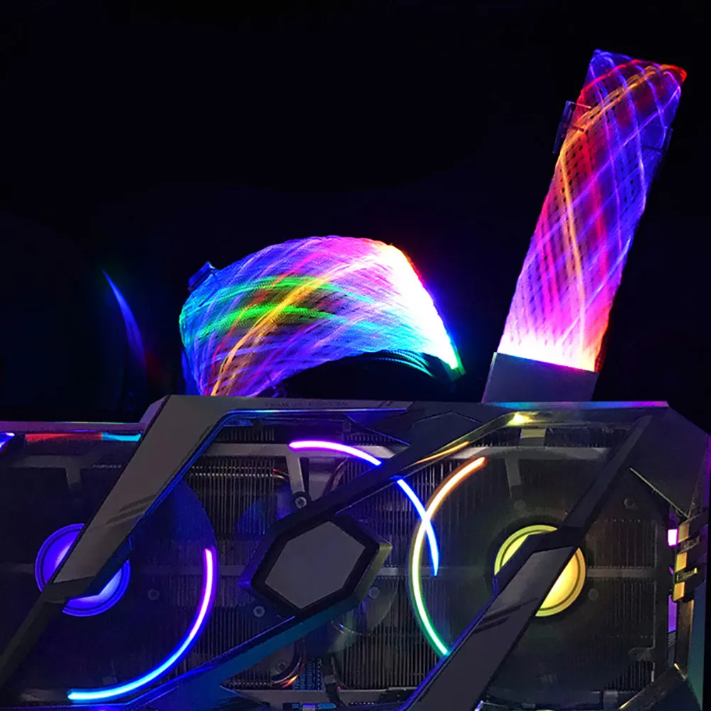 Rgb Extension Cable 5V 3-Pin Argb Connector Flexible Braided Mesh Design For Atx Motherboard Gpu Lighting Sync