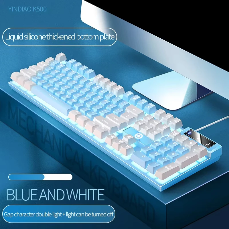 104Keys Wired Gaming Keyboard Support Waterproof RGB Backlit Mechanical Feel Keyboard For Desktop PC Computer Laptop Gamer