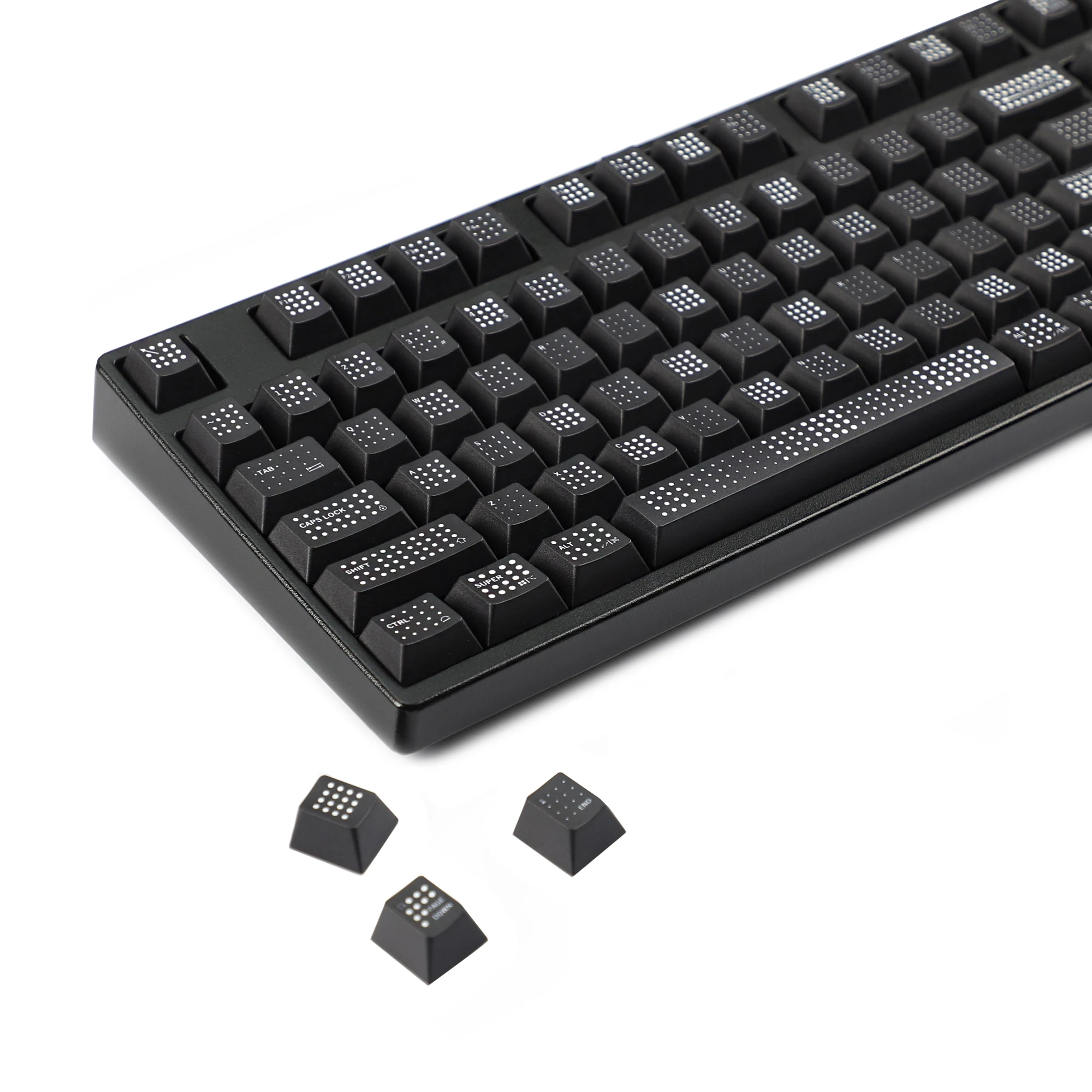 142 Keys Polka Dot Theme Keycaps Black Red Cherry Profile PBT Top Print Keycap for 61/68/84/87/98/104/108 MX Mechanical Keyboard