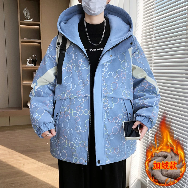 Fashion Men's Hooded Fleece Liner Jackets 2026 Autumn Winter Youth Plush Coat Street Outwear Windproof Plus Velvet Tops Clothing