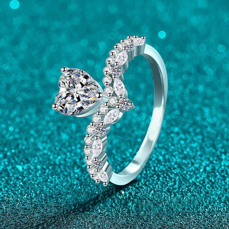 Apaison Women 925 Sterling Silver Ring-Wedding Band Anniversary Luxury 1 Carat Moissanite Eternity Engagement Rings Jewelry Gift