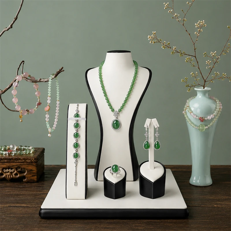 High-quality PU Leather Jewelry Storage And Display Set - Including Ring, Necklace Pendant And Bracelet Storage Display Stand