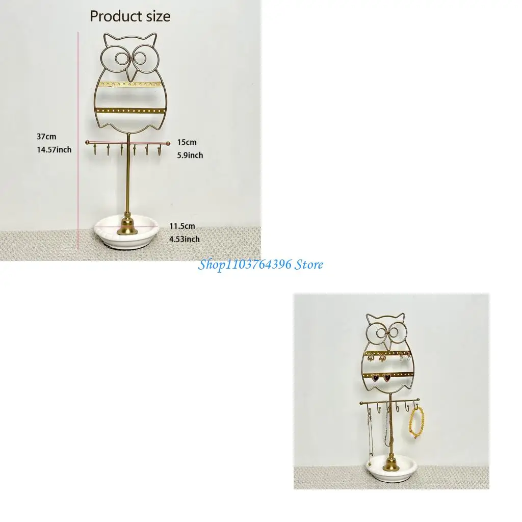  Owl Shaped Jewelry Organizers Ceramic Base Necklace Earring Display Holder