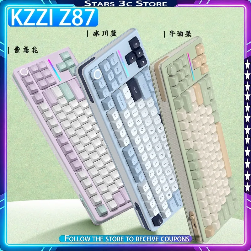 Kzzi Z87 Mechanical Keyboard Wireless Tri Mode Gasket Structure with Pluggable Volume Knob Dual 8K Low Latency Gaming Keyboard