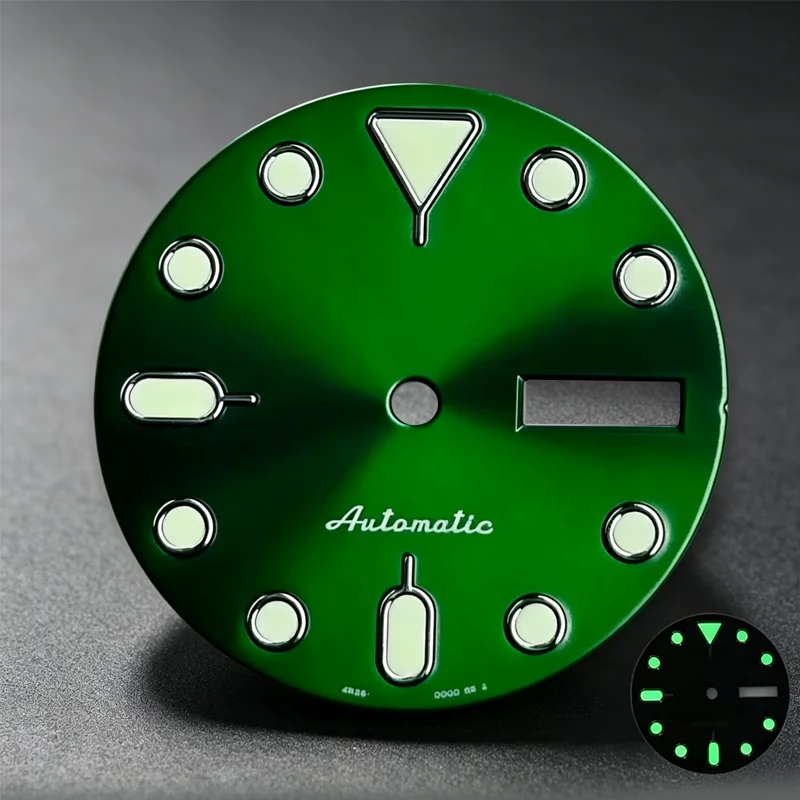 New NH36 dial 28.6mm S5 dial with green luminous, suitable for Seiko mechanical watch modification parts
