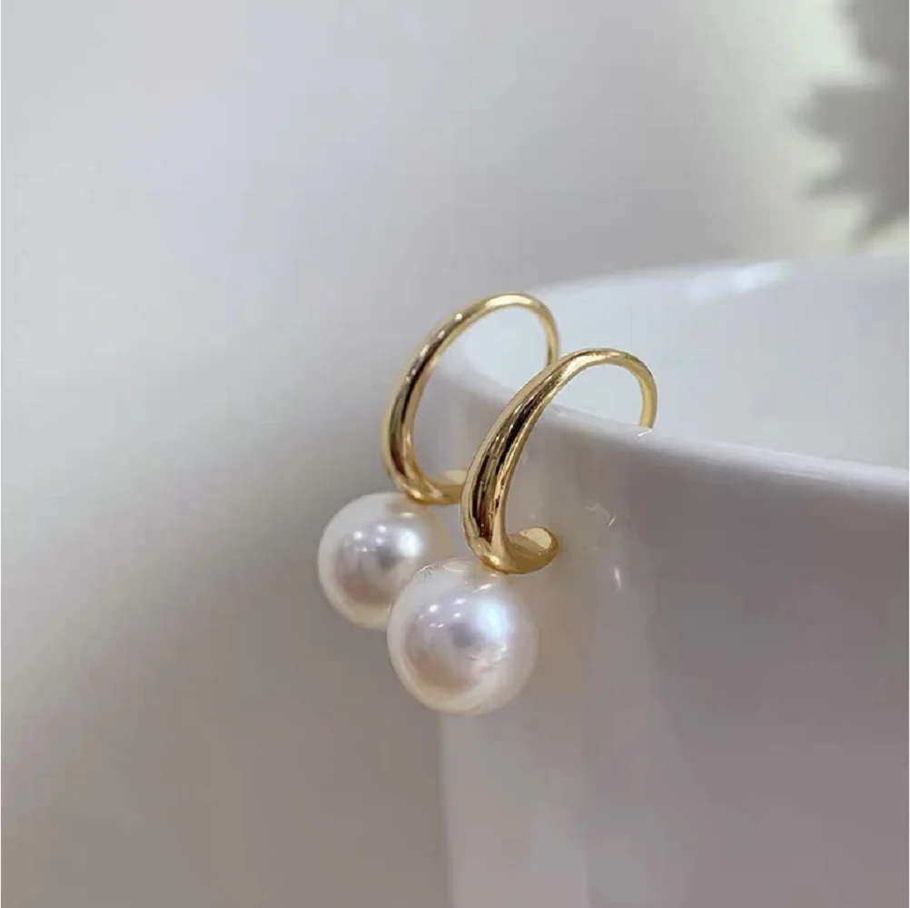 japan akoya white pearl Natural pearl hook 9-10mm10-11mm 11-12mm 12-13mm 13-14mm round aurora S925 silver fashionable and simple