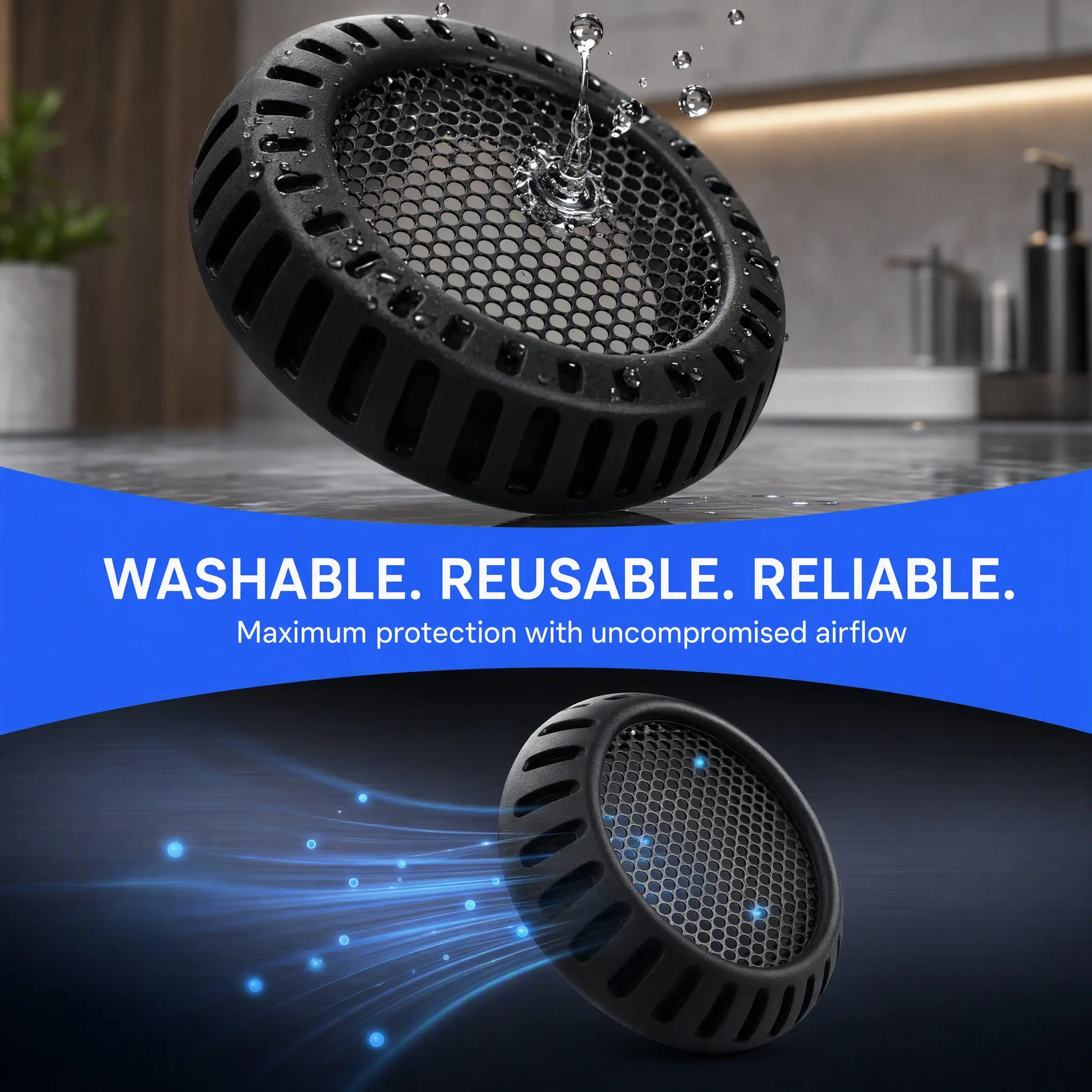 Hair Dryer Rear Filter Cover 2.4 Black Dust-Proof Mesh Screen Replacement Protective Tail Cover Motor Protection High-Power