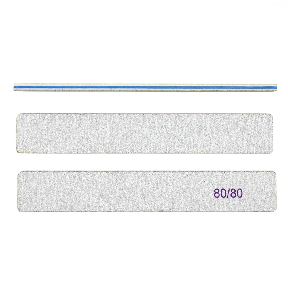 20Pcs Grey Sandpaper Nails File 80/80 100/180 Grit Nail Files For Acrylic And Extension Gel Removal Manicure Kit Salon Home Use