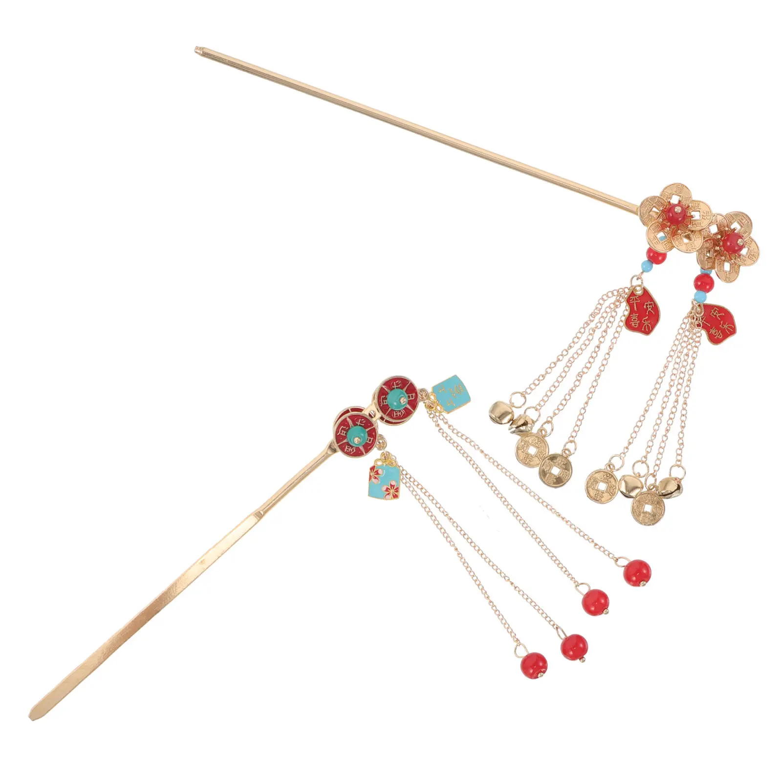 2Pcs Elegant Vintage Chinese Hair Sticks with Floral Tassel Design Lightweight Metal Hairpins for Hanfu Outfits Updo Chignon