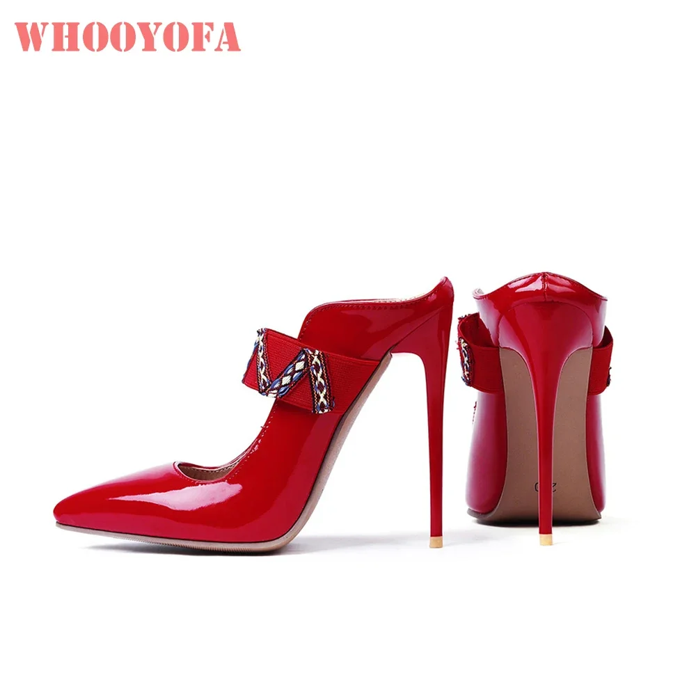 Summer New Mature Black Apricot Women Sandals Slip On High Stiletto Heels Lady Nude Shoes Plus Big Size 12 43 45 47