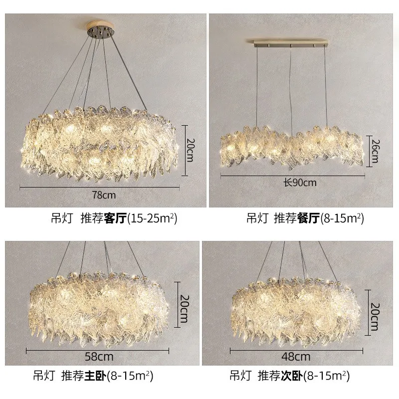 luxury Glass Crystal Lamp Chandelier For Living Room Decoration Dining Designer Bedroom Post-modern Simple Lamps Pendant Lights