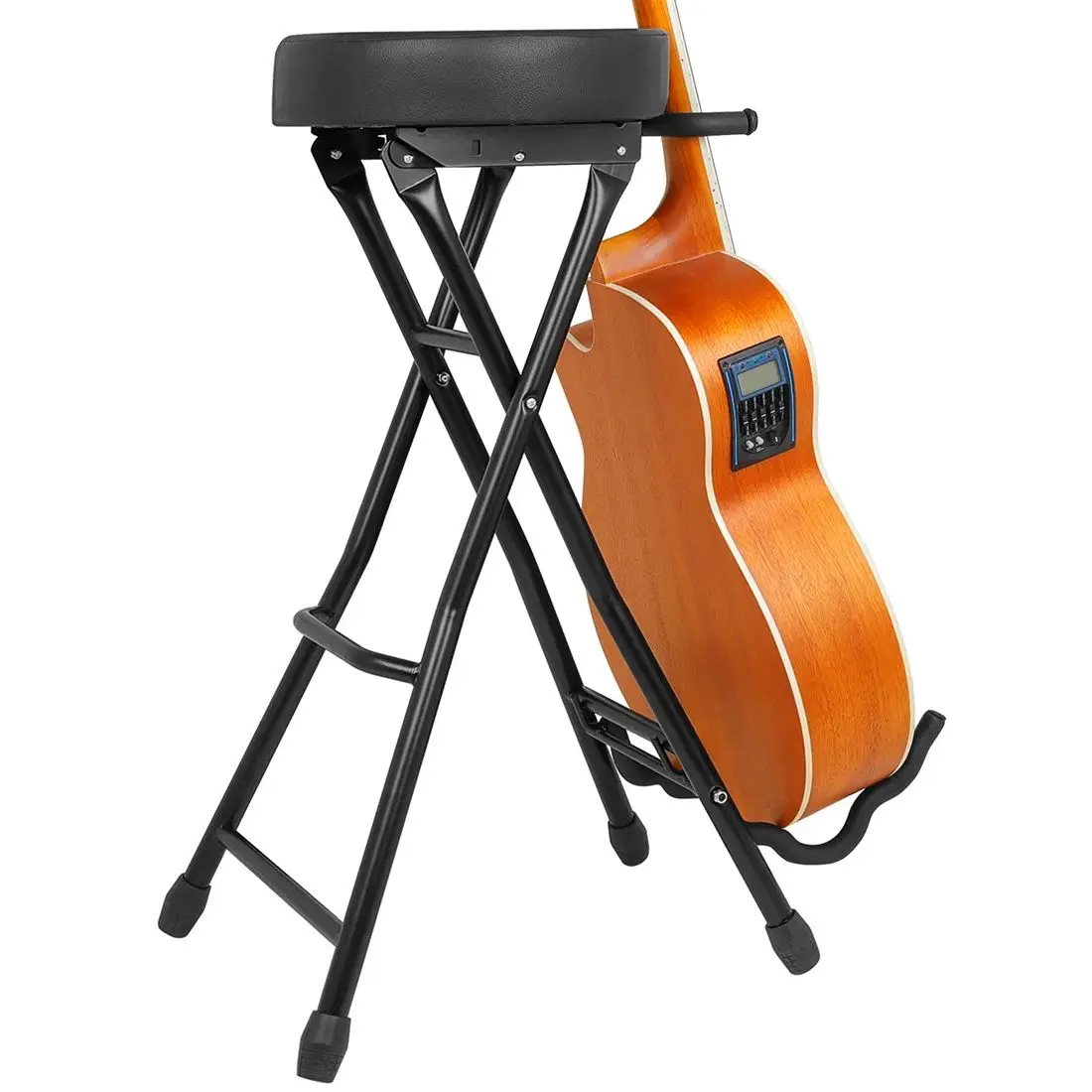 IRIN Guitar Performance Stool with Padded Cushion Foldable Guitar Bass Bracket Stand Hold Chair String Instruments Accessories