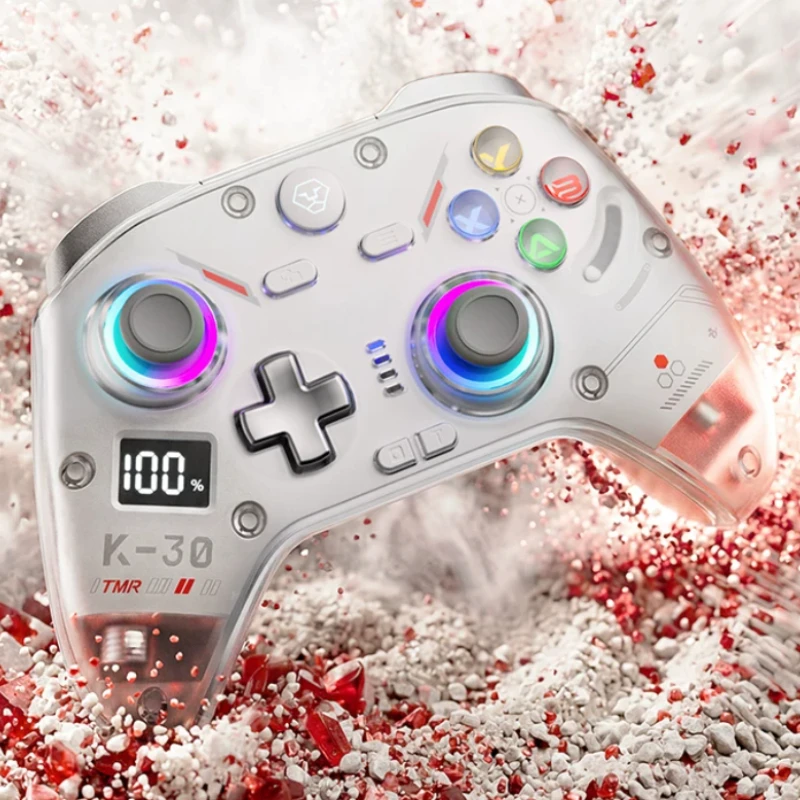 Aolion K30 Customizable Wireless Game Controller for Pc Steam Switch Ios Android Ipad Rgb Black Myth Wukong White Gamepad Gift