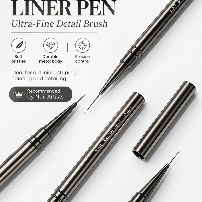 UltraFine Nail Liner Brush 618mm Metal Handle With Cap For Striping Floral Line Drawing Gel Polish Manicure Nail Art Tools