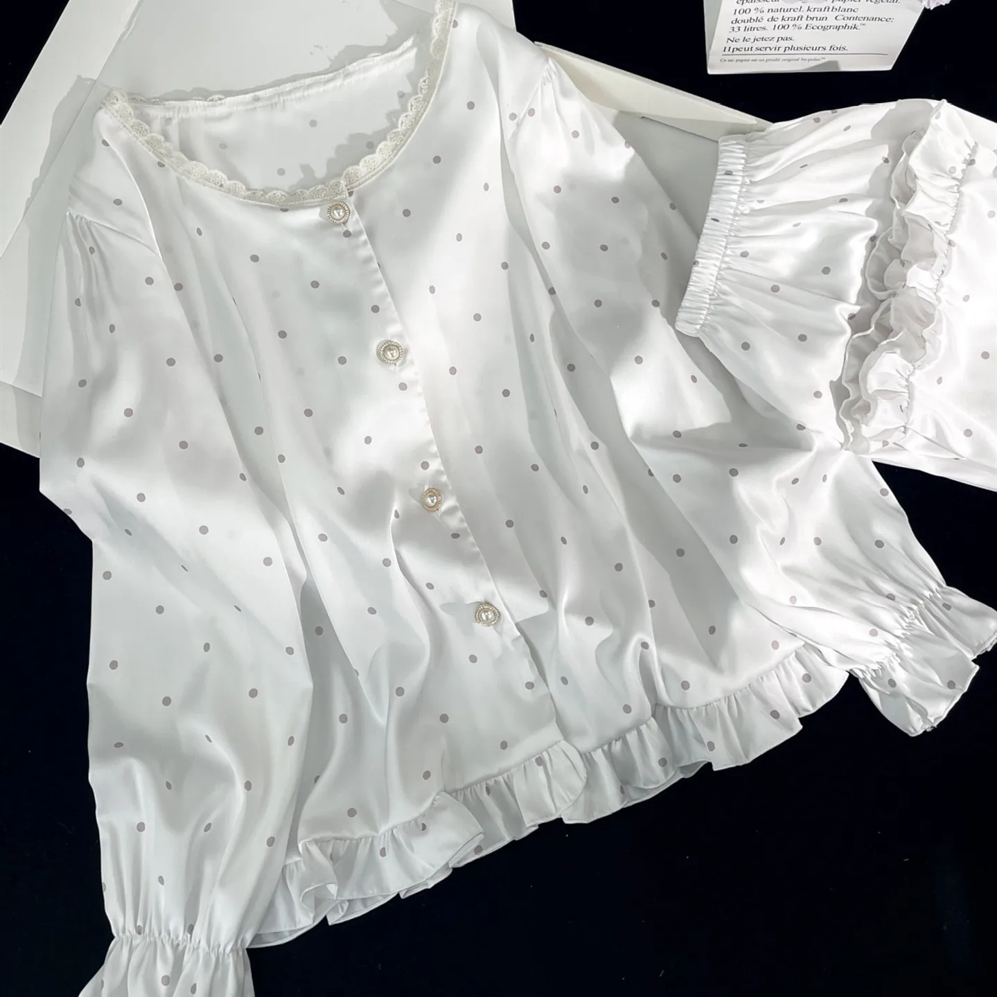 Female Long Sleeve Pajamas Set Loungewear Print Satin Sleepwear Trouser Suit Loose Elastic Waist Homewear Pyjama