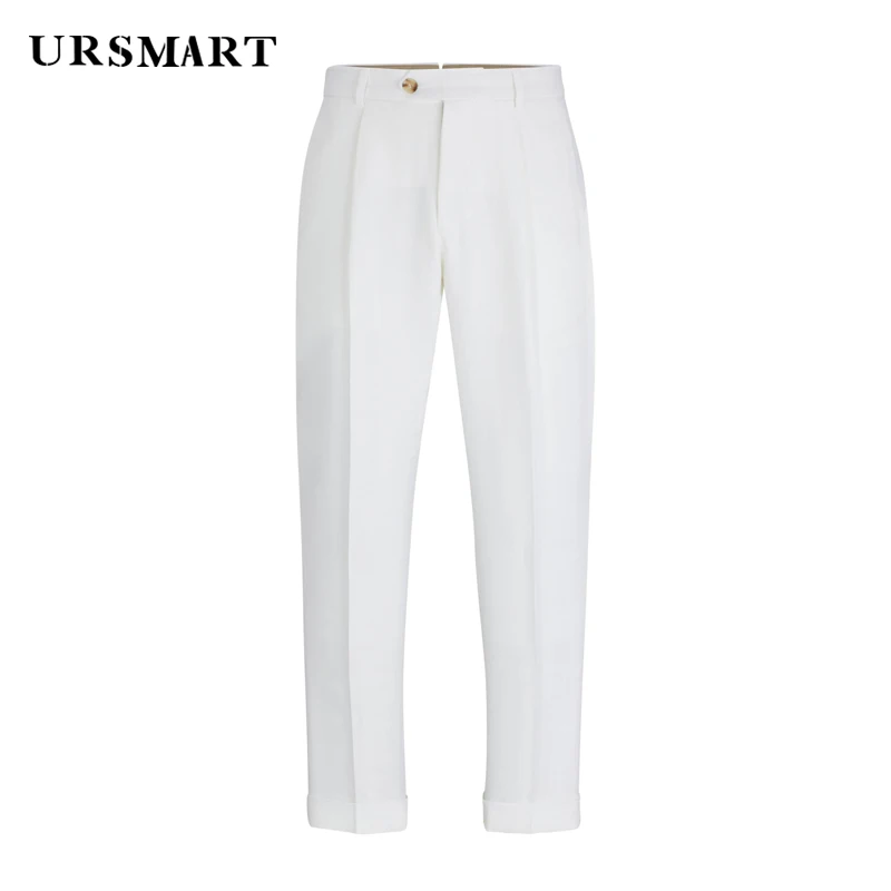 Classic White Men's Pants Spring and Autumn New Product British Fashion Elegant Style Customized Pants for Men