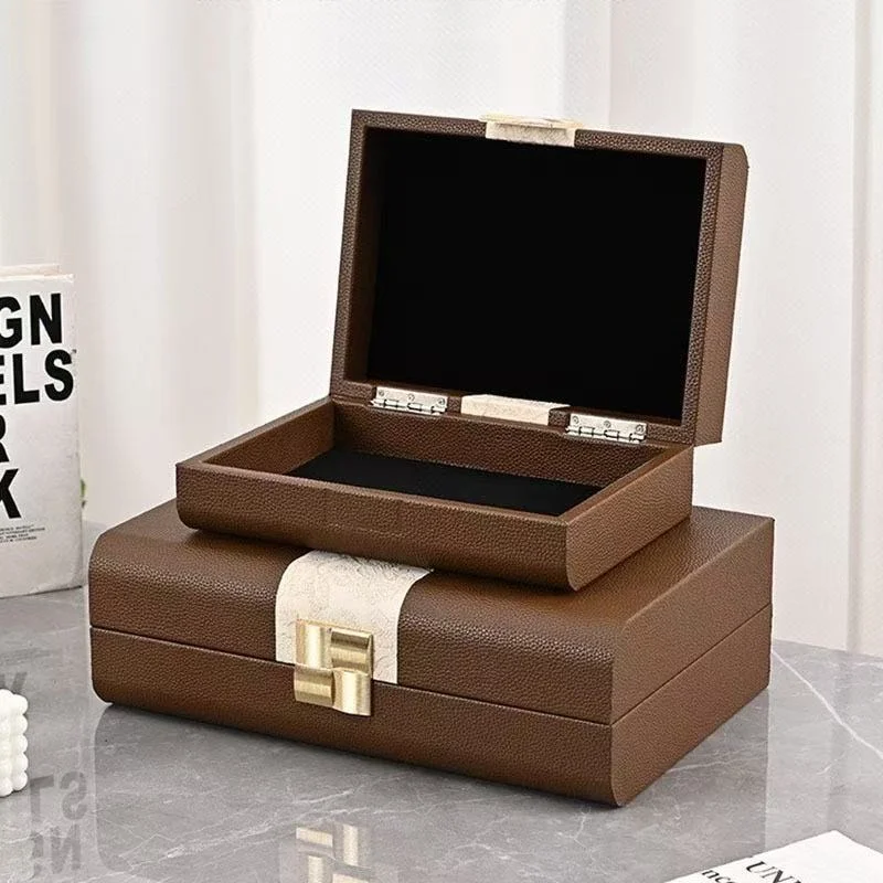 Leather Necklace Storage Box Large Capacity Jewelry Organizer Case Portable Earrings Collection Boxes Dressing Table Ring Cases