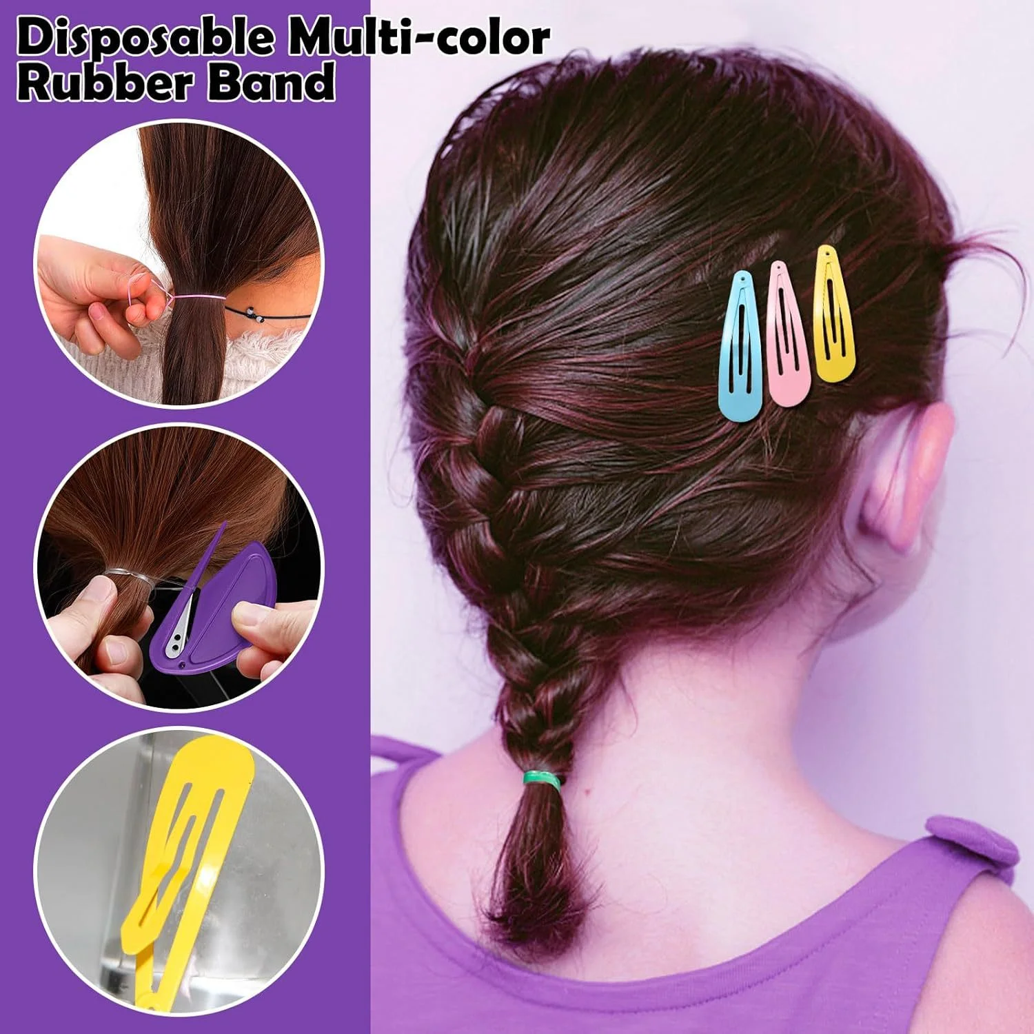 32 Colored Elastic Ties, 1800 Pieces Rubber Bands With 14 Styling Tools, Hair Tie Cutter and Accessories for Girls, Baby, Toddle