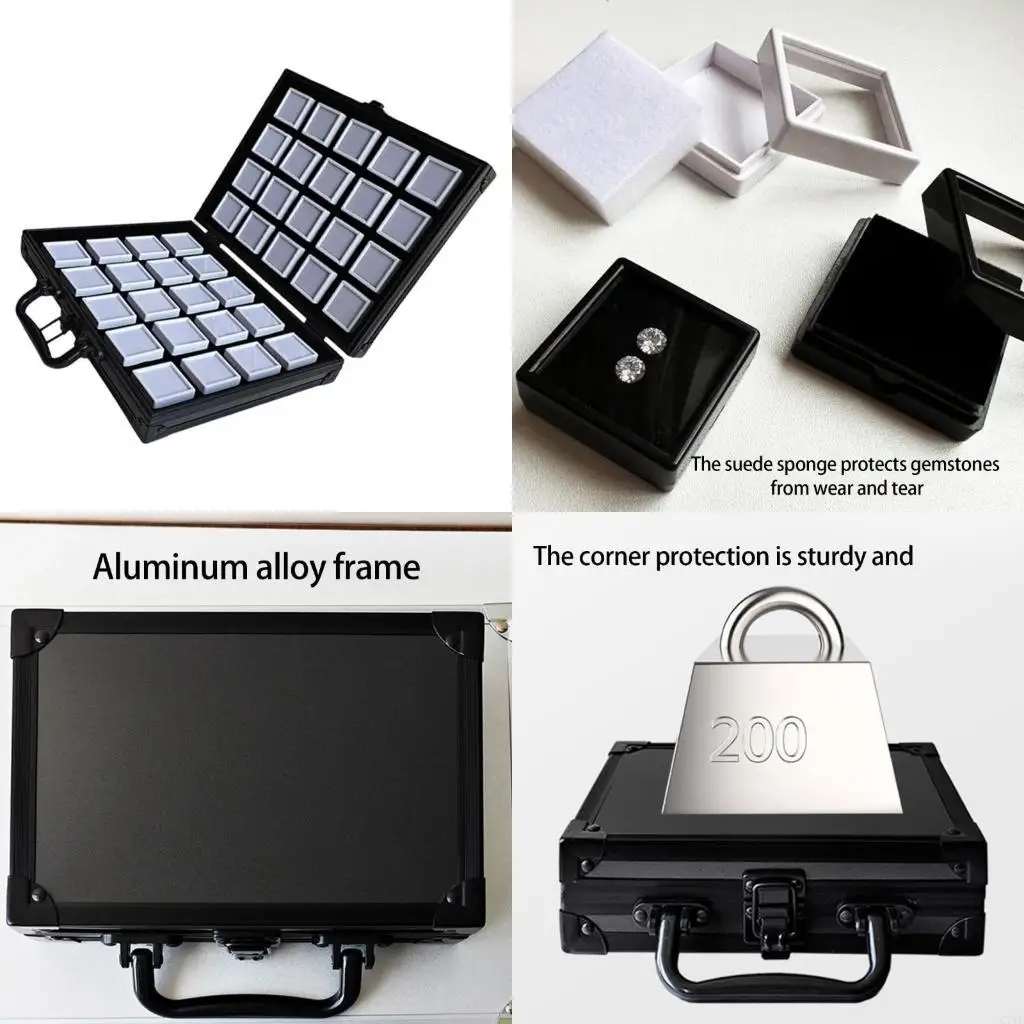  24pcs Aluminum Alloy Jewelry Organizers With Protective Flocking Sponge