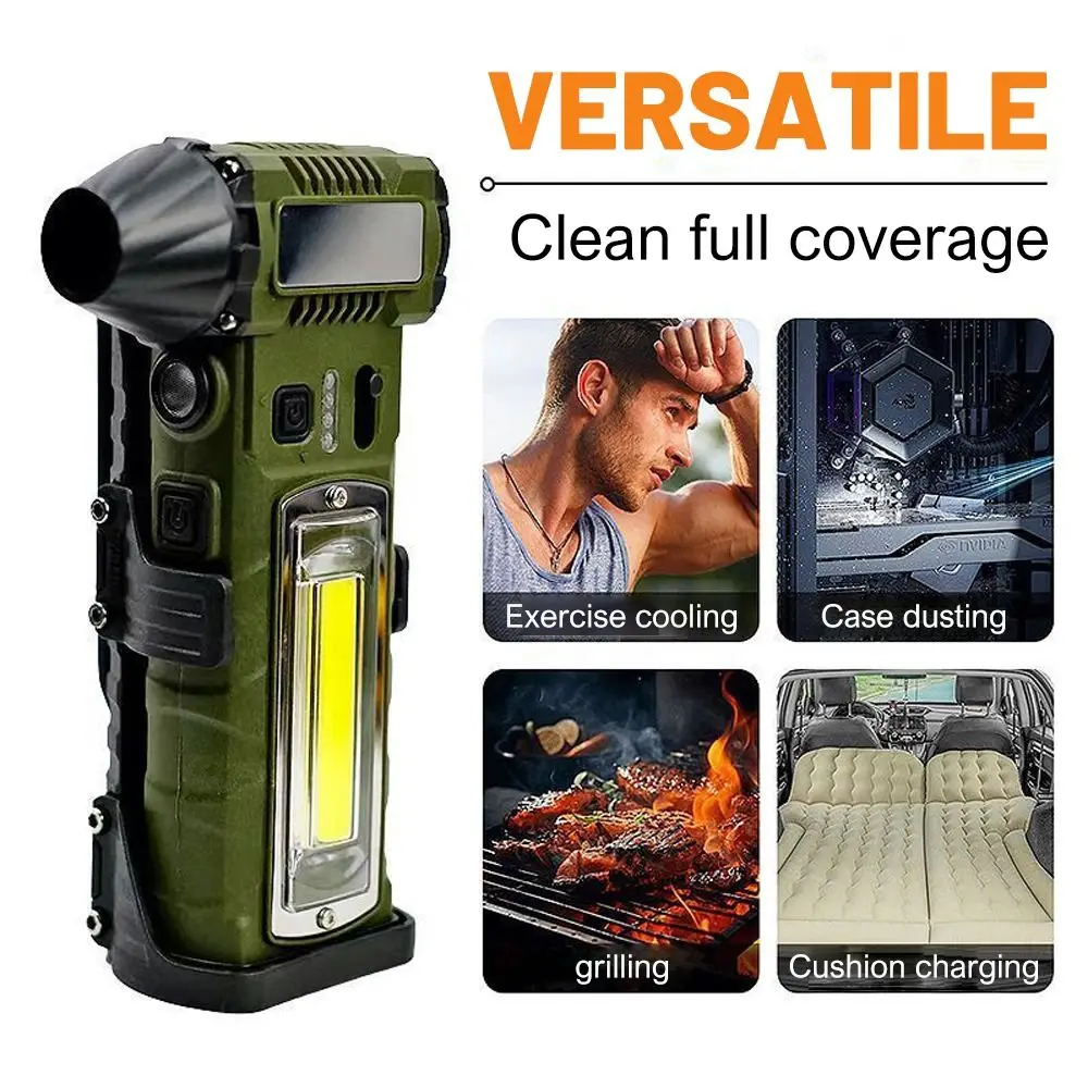 110000RPM Turbo Violent Fan with Light Brushless Motor Electric Air Duster Power Dispaly Multifunctional Wireless Handheld Fan