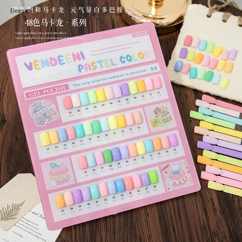 Vendeeni Summer Pink 48pcs Color Gel Nail Polish Set With Display Semi Permanent UV LED Macaron Soak Off Gel Varnishes 15ml