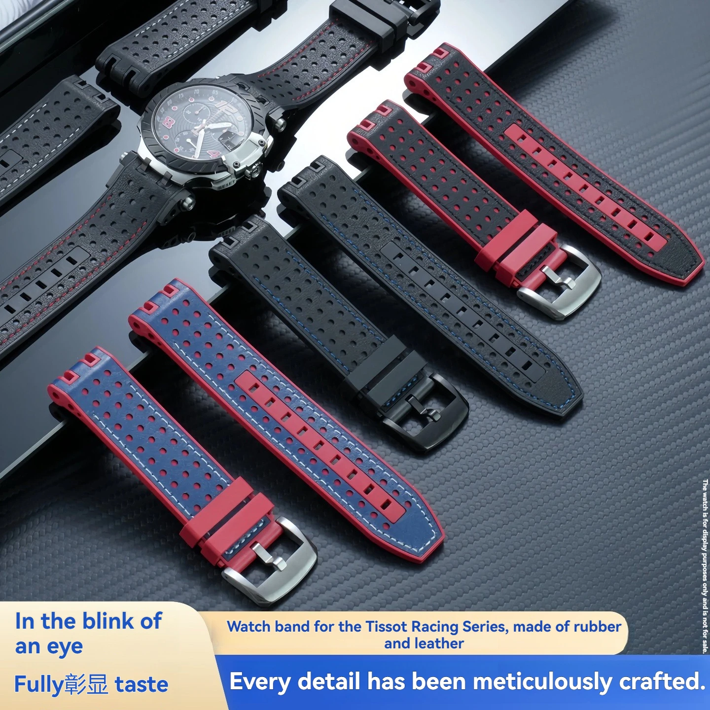Waterproof rubber watch strap with men's high-quality genuine leather strap 22mm for Tissot 1853 T115.417/T115.427A watch MotoGP