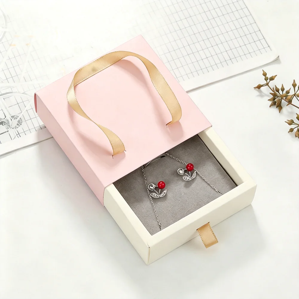 Pink Jewelry Box Rigid Jewelry Gift Box Velvet Lined Jewelry Box Sturdy For Birthday Gifts Gift Wrapping