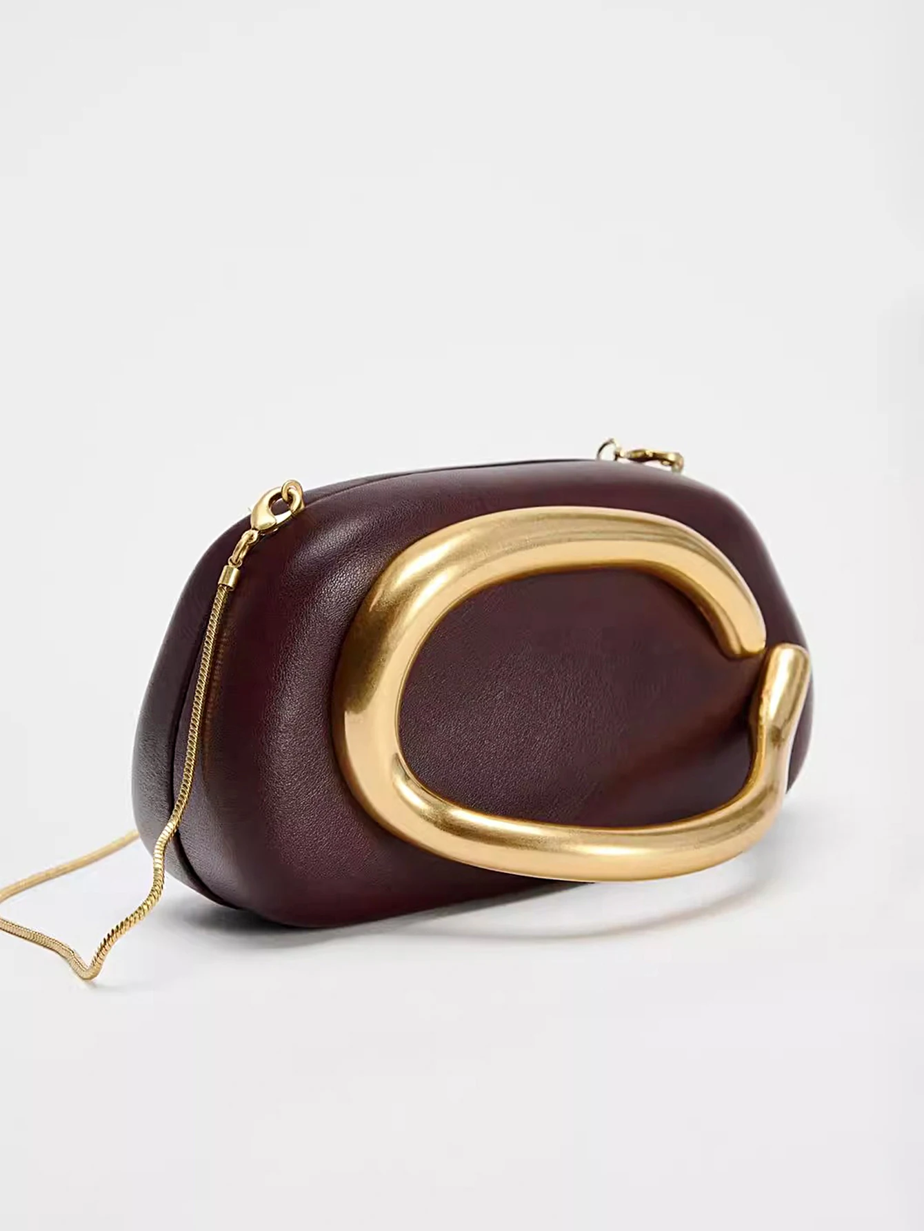 Metal Closure Clutch Evening Bags For Women Luxury Designer Handbag MINI Wallet Vintage Elegant Oval Box Chain Strap Shoulder