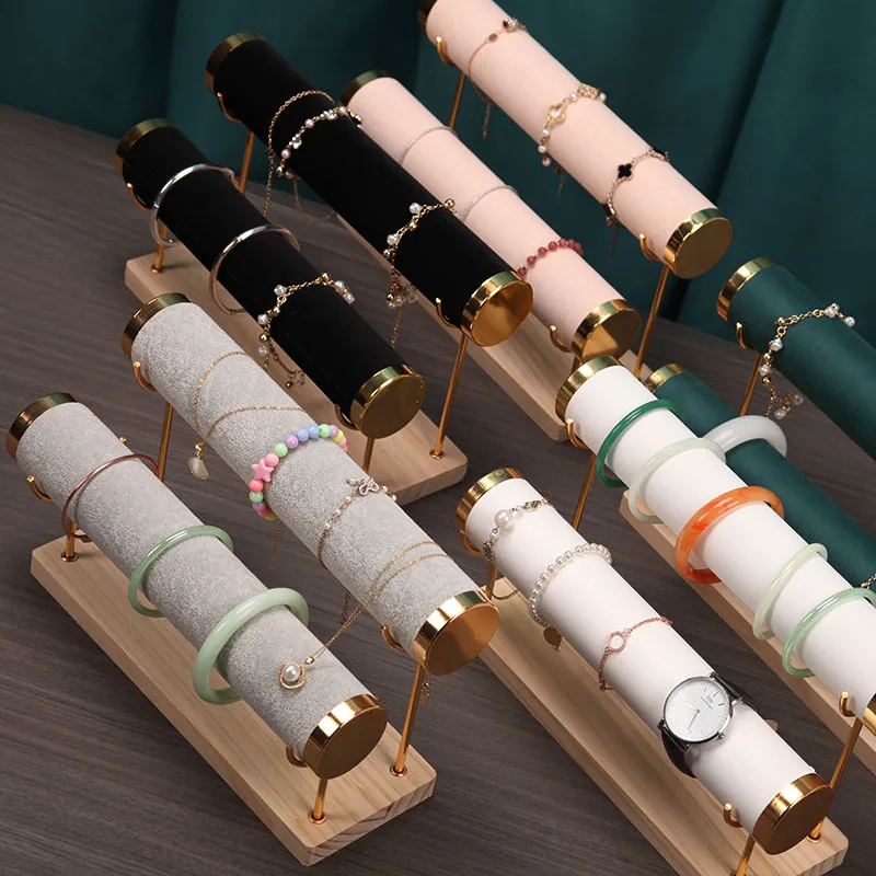 Solid Wood Gold Bracelet Frame Second-Floor Detachable Bracelet Flower Display Stand Watch Jade Bracelet Live Pendulum Frame