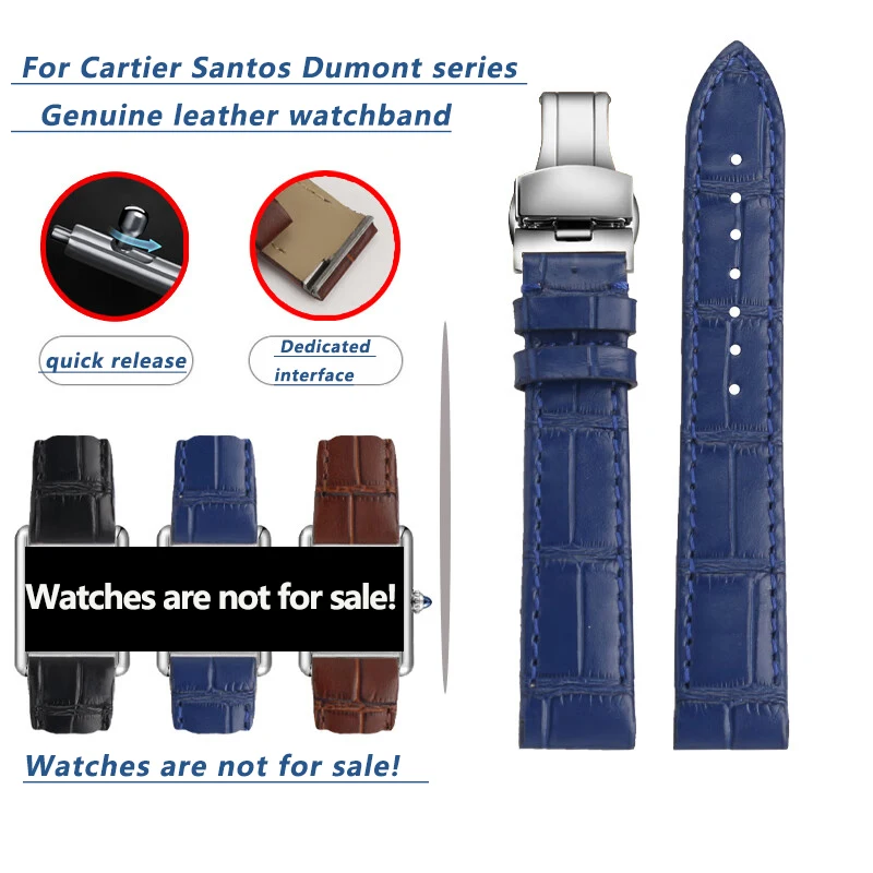 15.5mm 17.5mm Quick release cowhide watch band For Cartier Santos Dumont series watch Strap lady's black blue brown bracelet