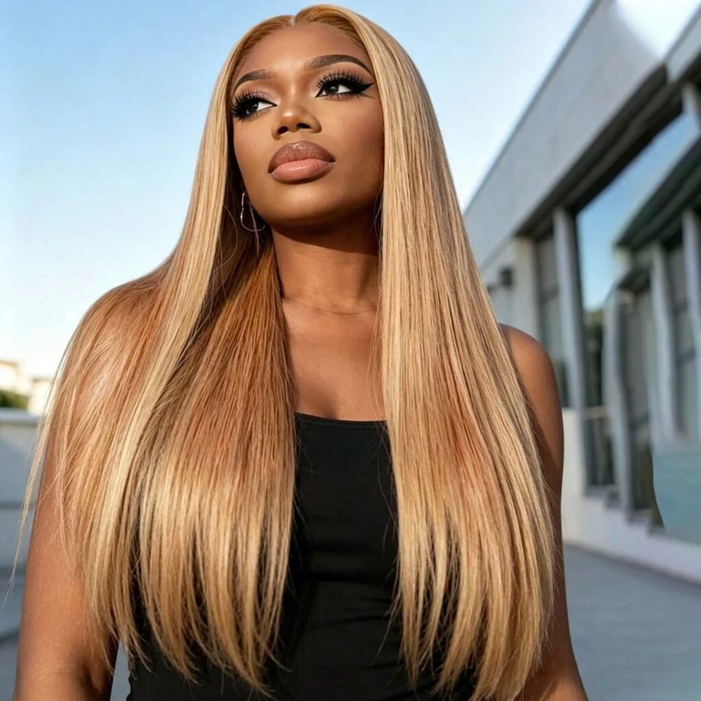 100% Human Hair Wigs Bone Straight Honey Blonde Wigs 13x4 HD Lace Frontal Wigs Human Hair 16A Brazilian Hair Wigs For Women 200%