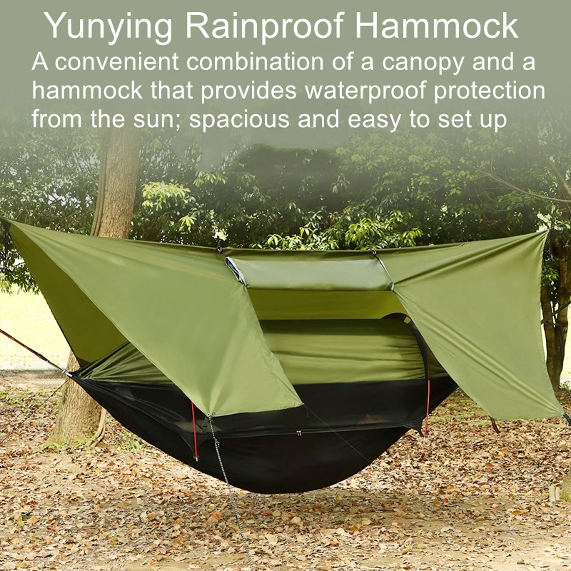 Outdoor Hammock with Sunshade, UV Protection, and WaterproofingElevated Camping Tree Tent and Travel Tent Hammock Set