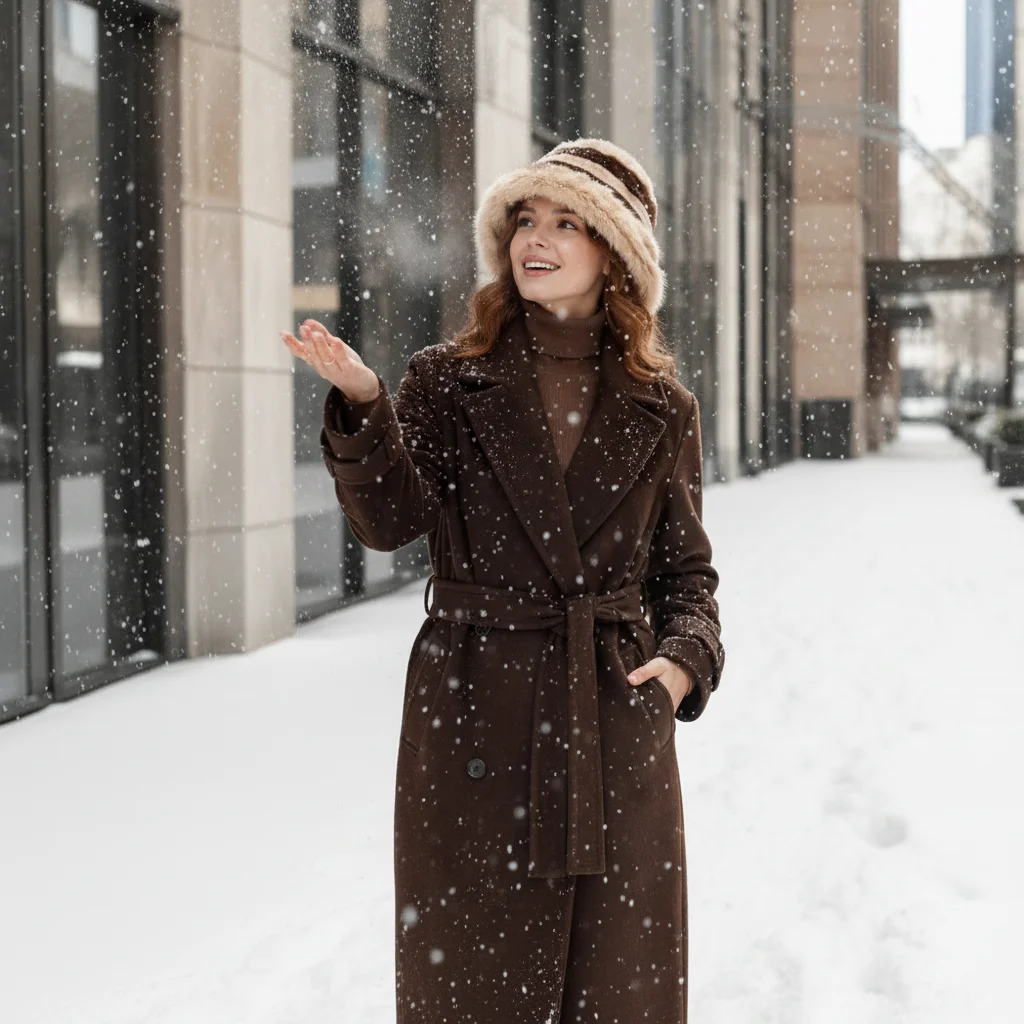 Fashion Wide Brim Bucket Beanie Striped Warm Faux Fur Hat Thickened Elegant Winter Trapper Cap Snow