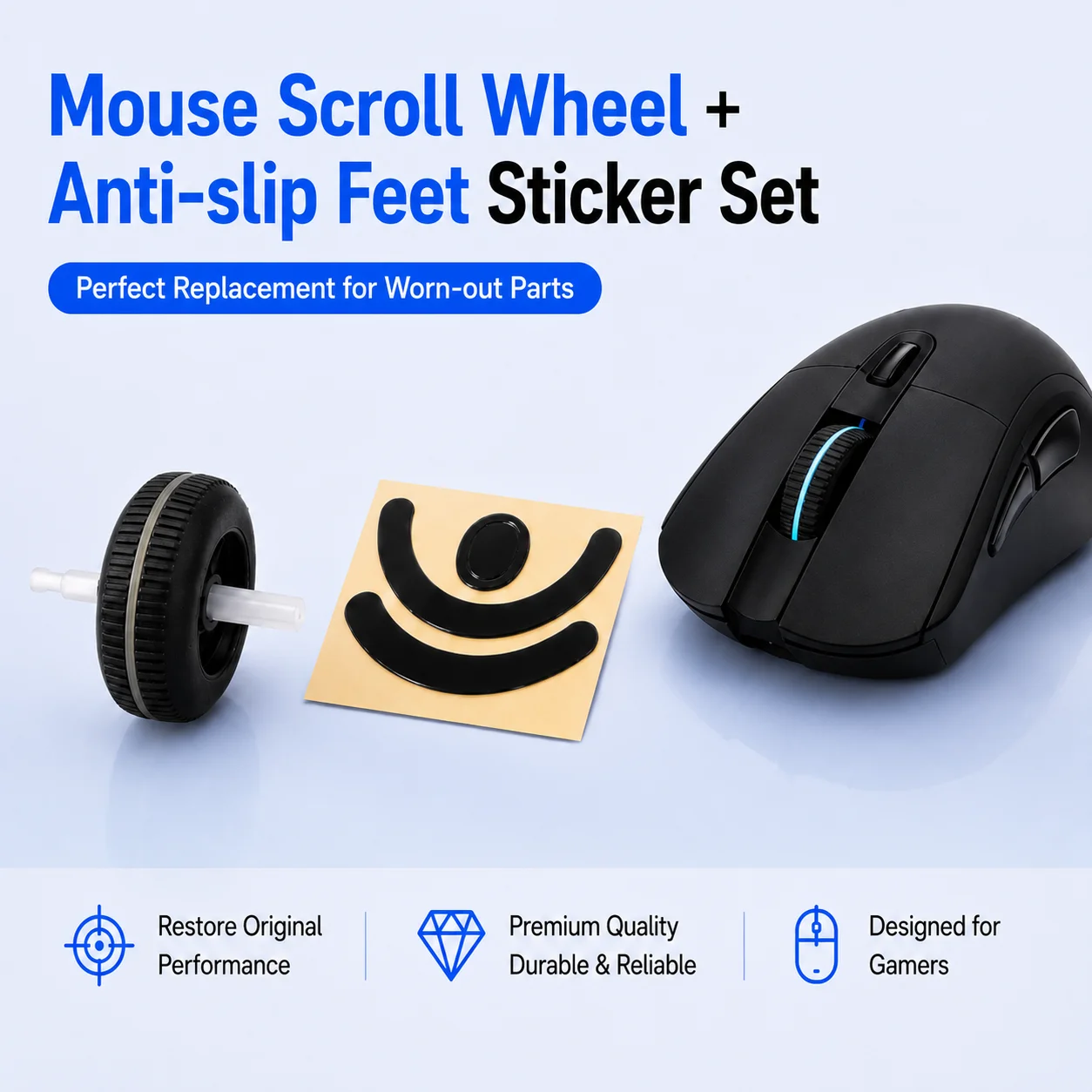 For Logitech G403, G603, G703 - Gaming Mouse Scroll Wheel + Mouse Non-Slip Skates Kit - Mouse Sets Replacement Accessories Tools