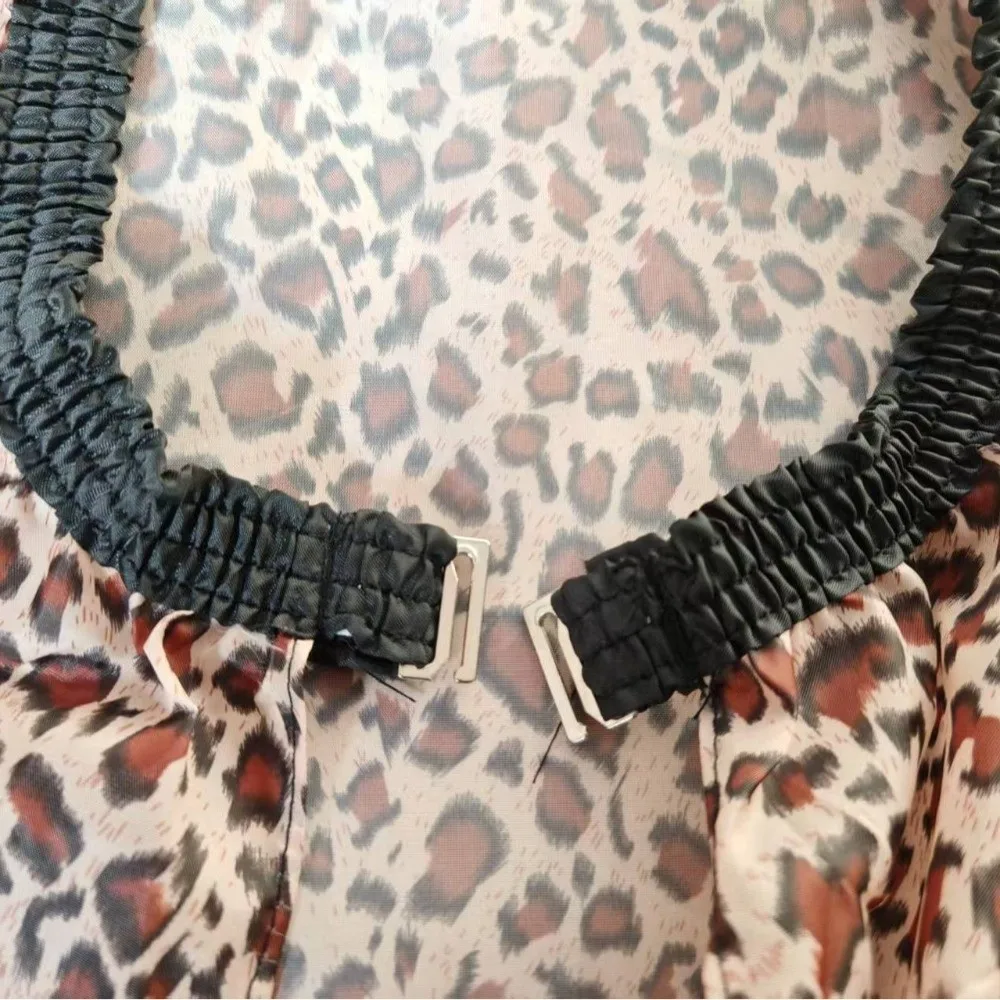Leopard Print Waterproof Hairdresser Apron Elastic Antistatic Hair Cutting Cape Dye Hair Breathable Hairdressing Gown Cape