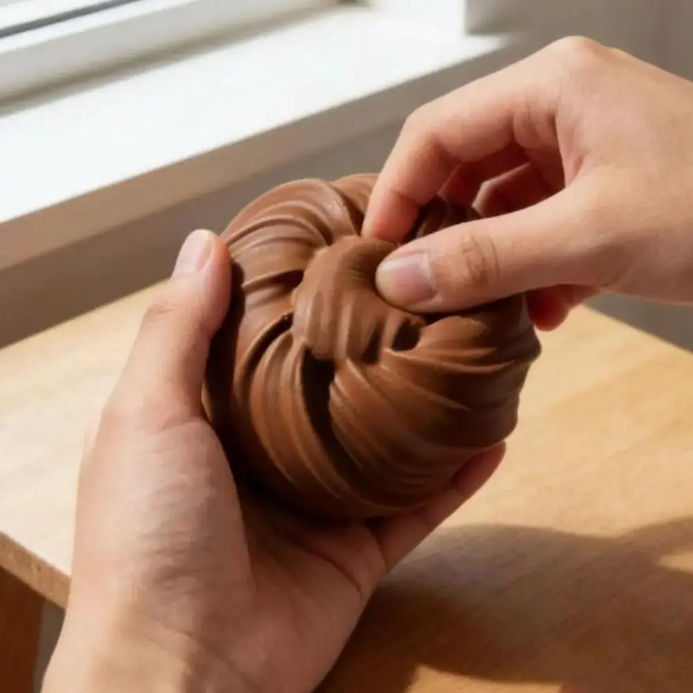 Creative Super Soft Chocolate Flower Rolls Squeeze Realistic Bread PU Material White Bread Squeeze Slow Rebound Fidget