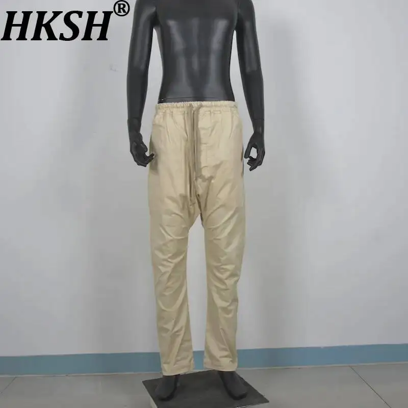 HKSH Spring Autumn New Men's Tide Casual Loose Slimming Cargo Pants Elastic Waist Sweatpants Chic Ins RO Style Punk Dark HK24432