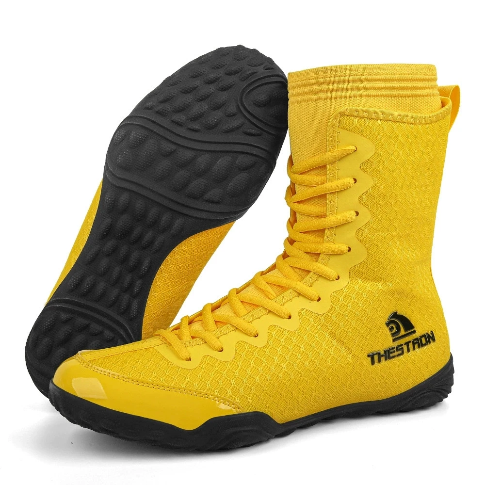 Plus Size Unisex High-top Boxing/Wrestling Shoes - Breathable, Lightweight, Ankle Protection, Ideal for Weightlifting, Squats