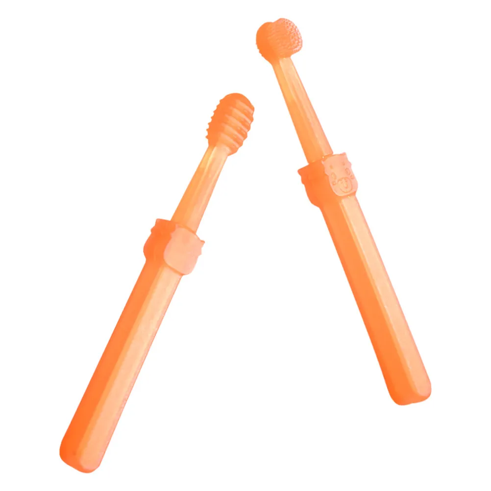 2Pcs Infant Toothbrush Set Soft Silicone Bristles Baby Oral Care Brush for Newborns Toddlers Cleaning Teething Brush