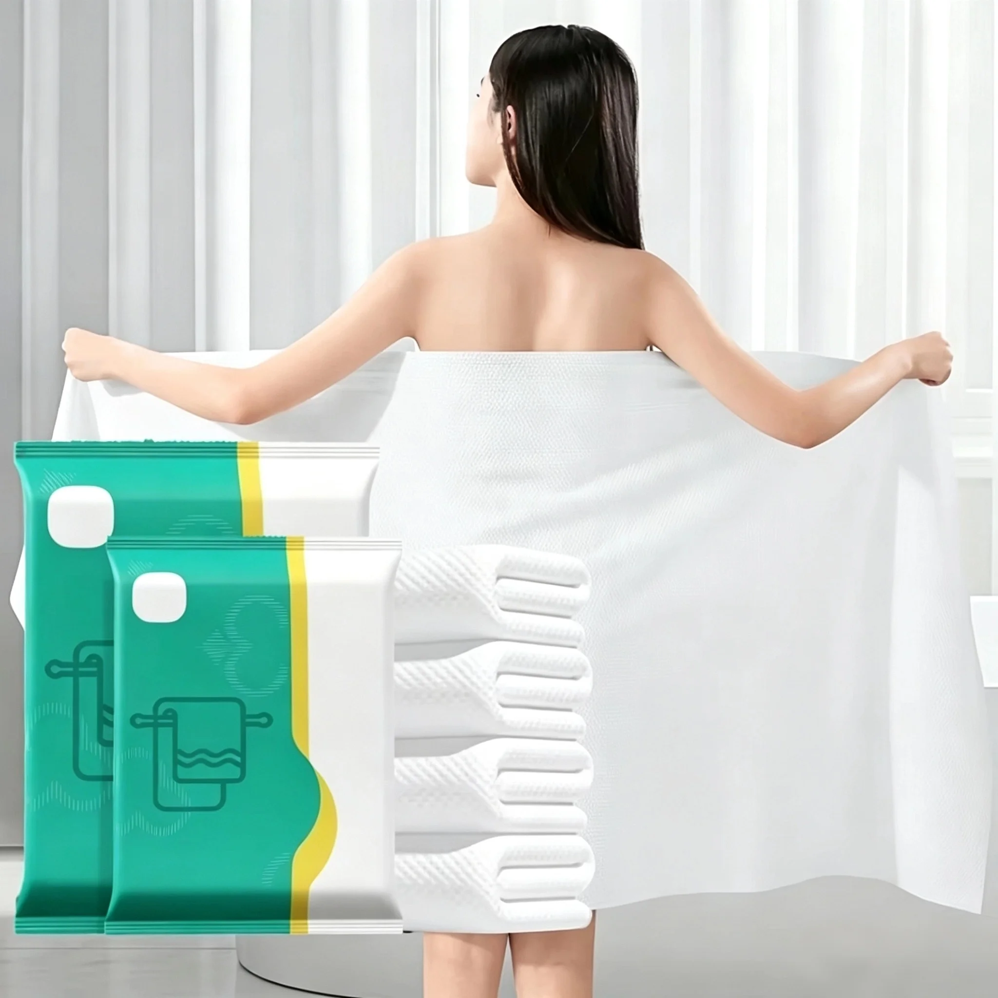 3 Pcs Portable Disposable Bath Towels, Extra Large Thickened Individual Wrapped Shower Towels, Soft Skin-Friendly High Water Abs