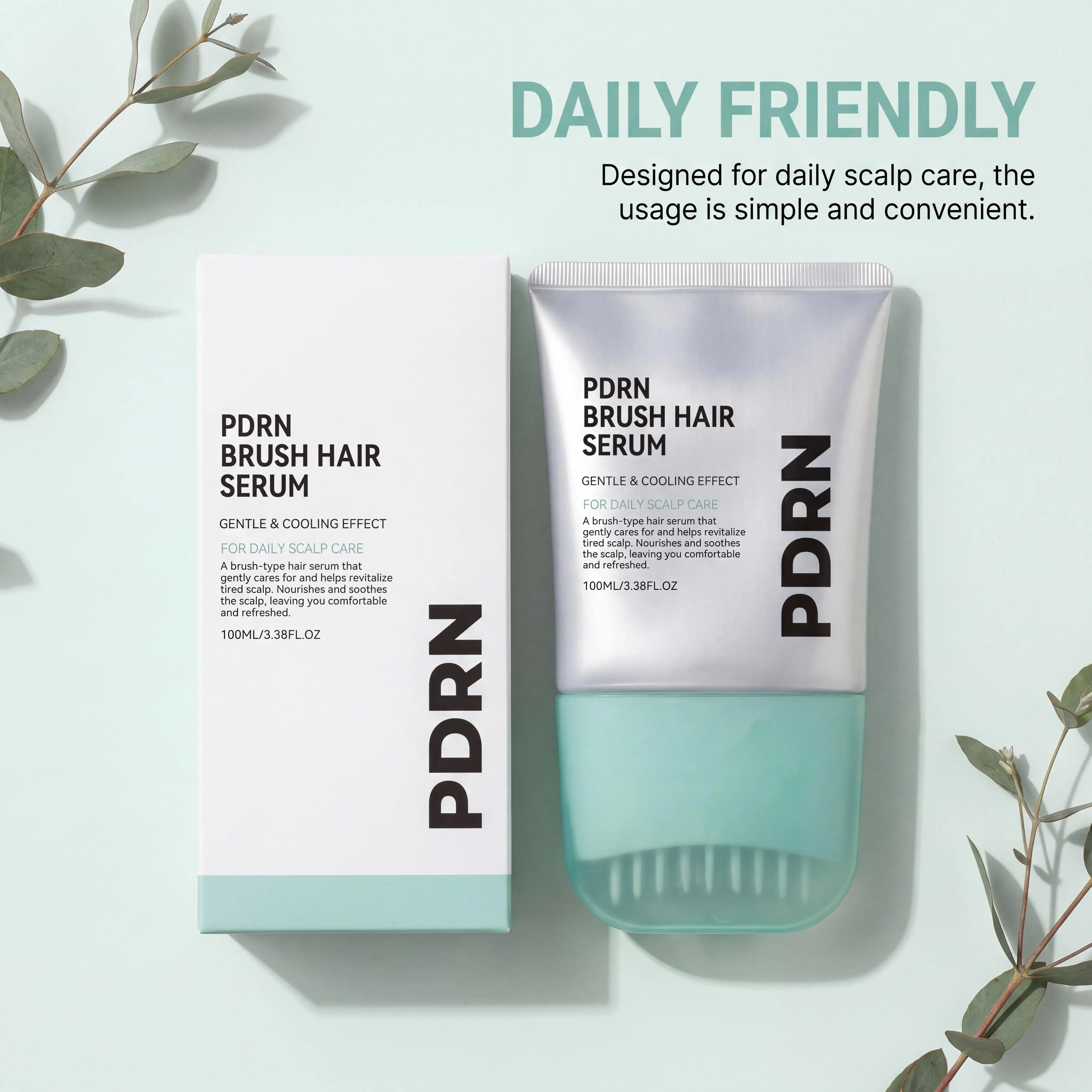 PDRN Scalp Serum With Brush Applicator,Strengthen Hair Follicle Root Hair Growth Serum, Scalp Treatment For Fuller Looking Hair