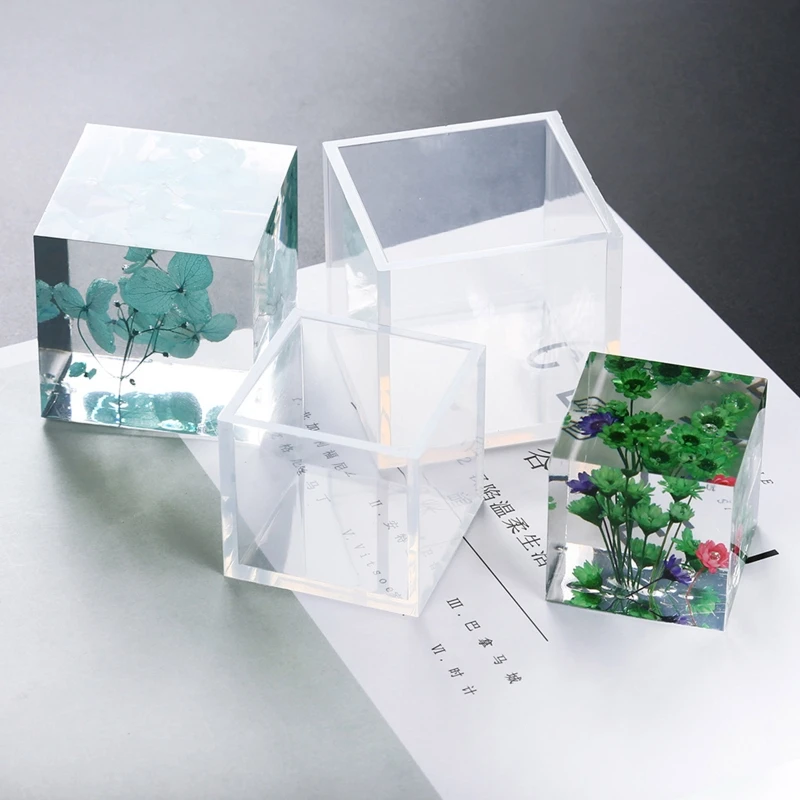 Clear Silicone Cube Molds Large Deep Square Epoxy Resin Mold Transparent Silicone Molds for Resin Casting DIY Jewelry Making