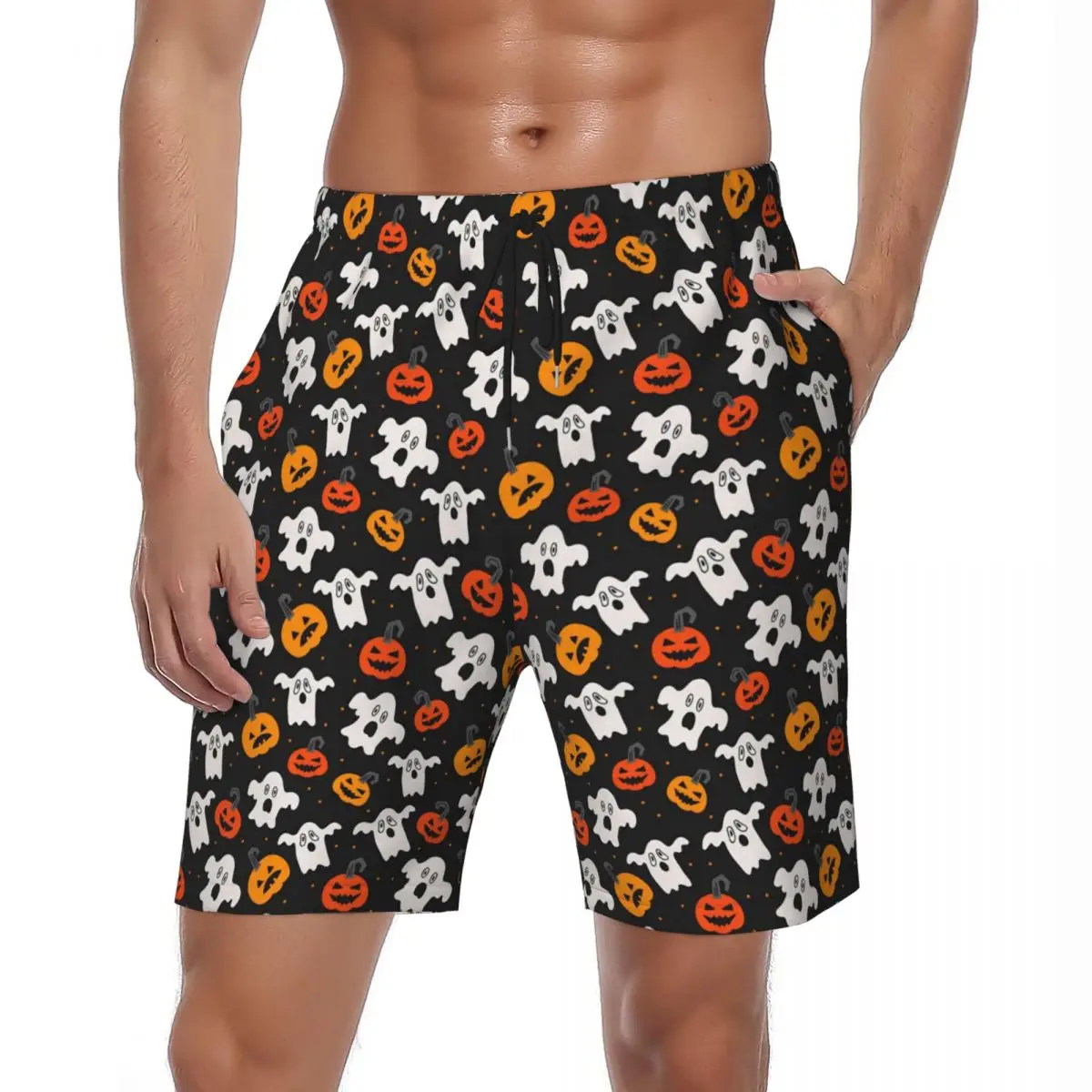 Halloween Spirit Board Shorts Summer Fun Ghost Classic Beach Short Pants Men Surfing Quick Drying Graphic Swim Trunks
