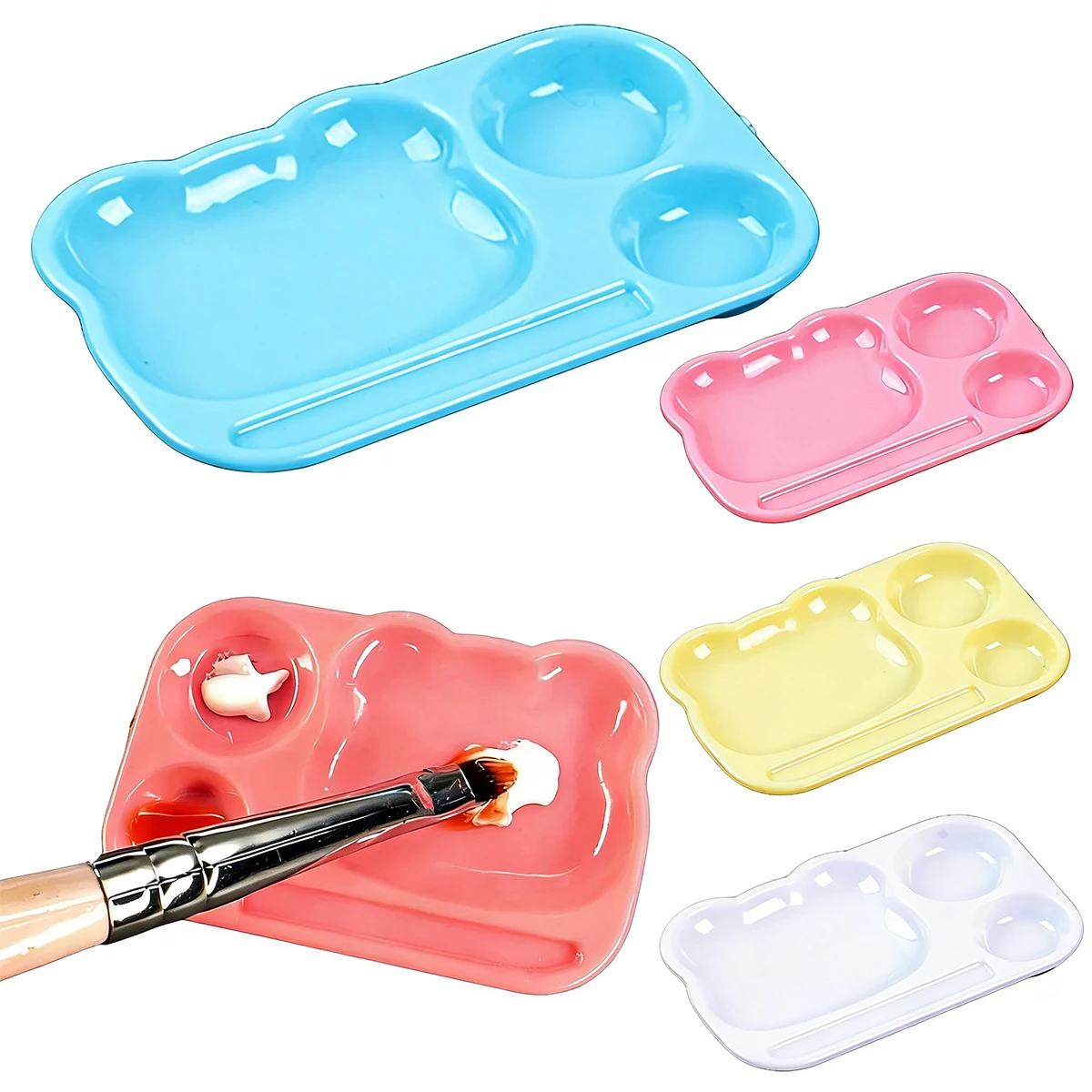 Mini Nail Art Mixing Palette  Cute Cartoon Reusable Tray for Gel Polish, Acrylic Paint & DIY Manicure
