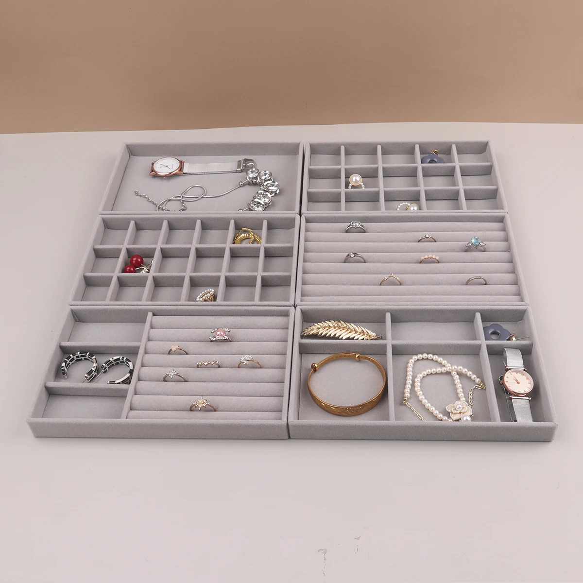 Velvet Jewelry Display Stackable Exquisite Jewellery Holder Portable Ring Earrings Necklace Organizer Box Organizator De Boys