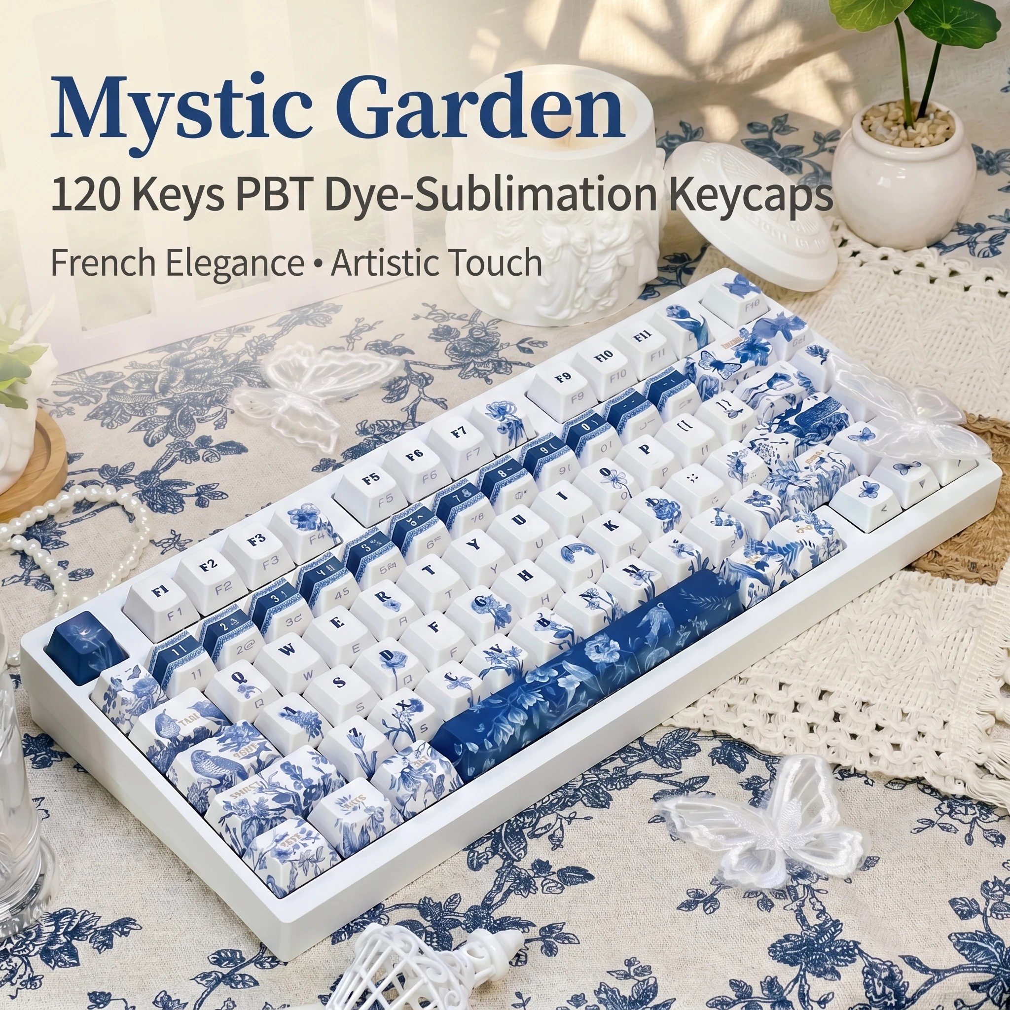 New 120Key Side-Engraved Backlit Keycaps, CHERRY Profile PBT Double Shot 5-Sublimation, Durable Oil-Proof Stylish