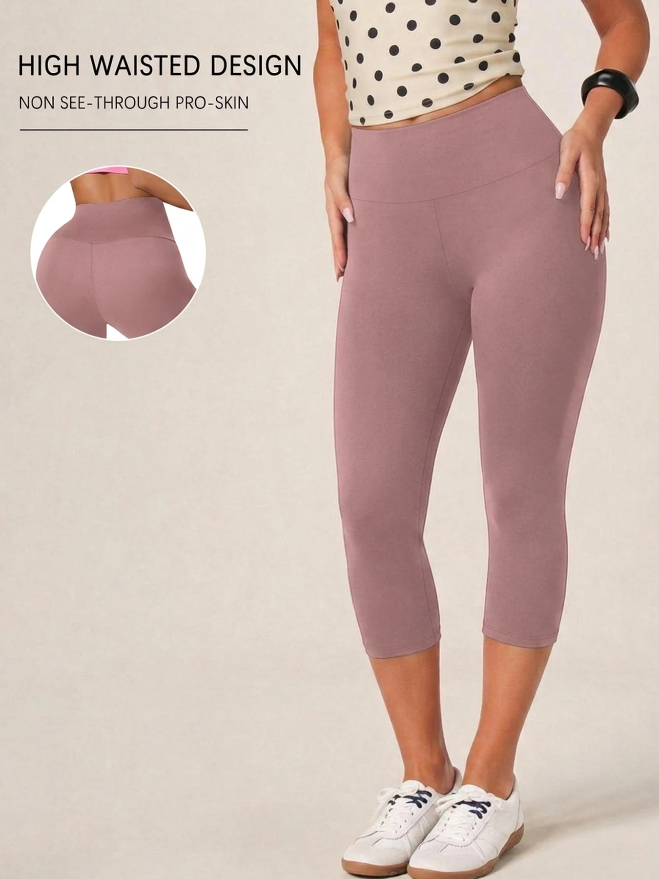 5 Inch High Waisted Capri Pants Women Super Soft Tummy Control No See Through Workout Yoga Running Home Lounge Wear.