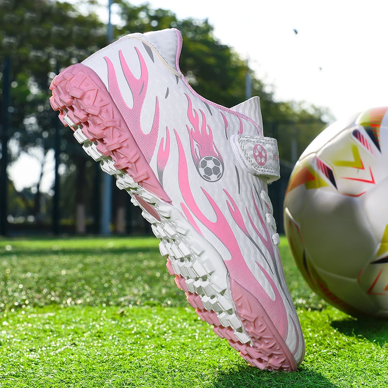 Children Soccer Cleats With Magic Tape And Broken Studs, Anti-slip Durable Outsole, Ideal For Kid Outdoor Sports And Training
