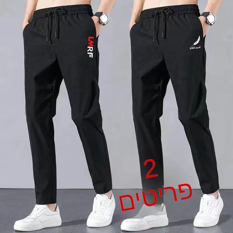 Men's Sport Pants Korean Style Trendy Teenager Thin Casual Pants Breathable Elastic Summer Long Trousers Straight Leg